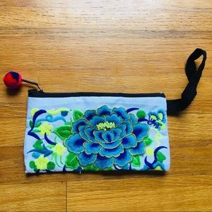 Blue Embroidered Wallet